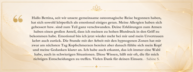 Erfahrungsbericht einer Klientin über Osteomagie bei Bettina Haas – Osteopathie, Bewusstseinsarbeit und ganzheitliche Begleitung für Körper und Nervensystem